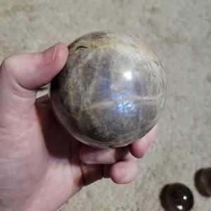 Moonstone sphere with stand